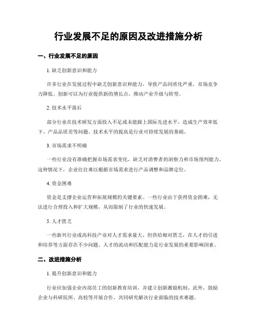 行业发展不足的原因及改进措施分析