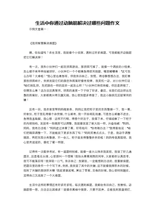 生活中你通过动脑筋解决过哪些问题作文