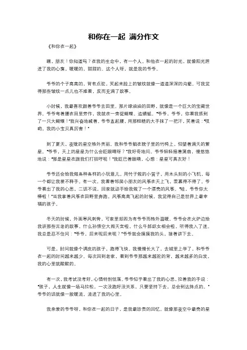 和你在一起 满分作文