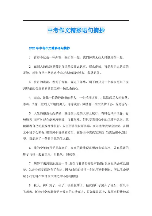 中考作文精彩语句摘抄