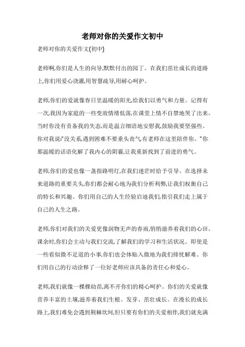 老师对你的关爱作文初中