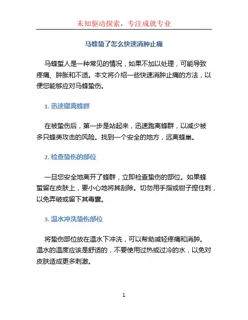 马蜂蛰了怎么快速消肿止痛
