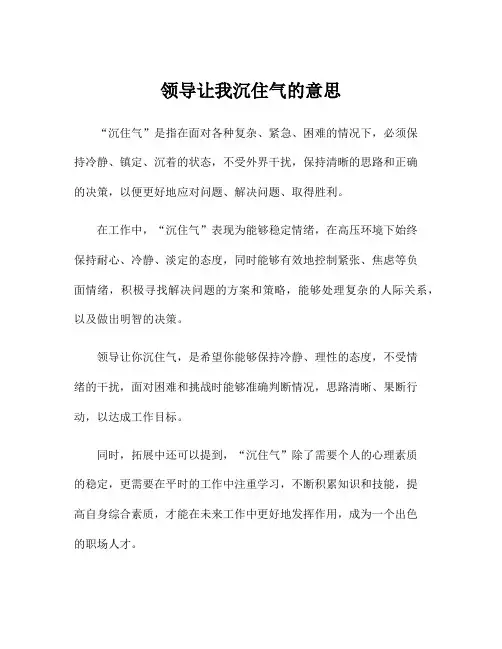领导让我沉住气的意思