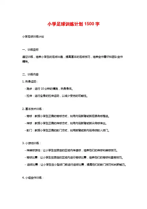 小学足球训练计划