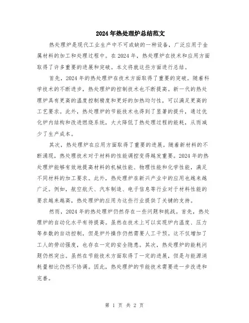 2024年热处理炉总结范文