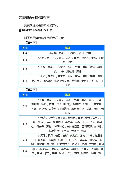 碧蓝航线关卡掉落打捞