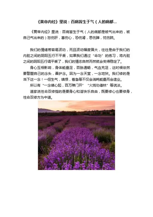 《黄帝内经》里说：百病皆生于气（人的病都...