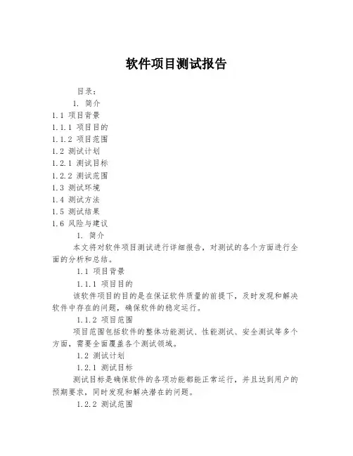软件项目测试报告
