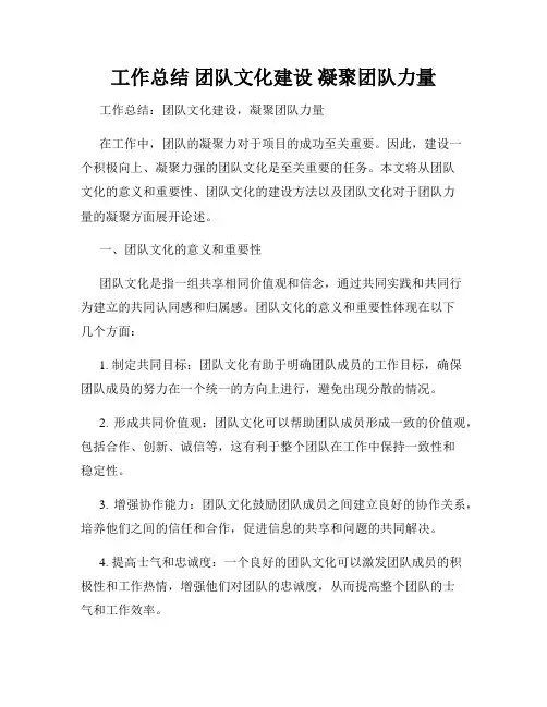 工作总结 团队文化建设 凝聚团队力量
