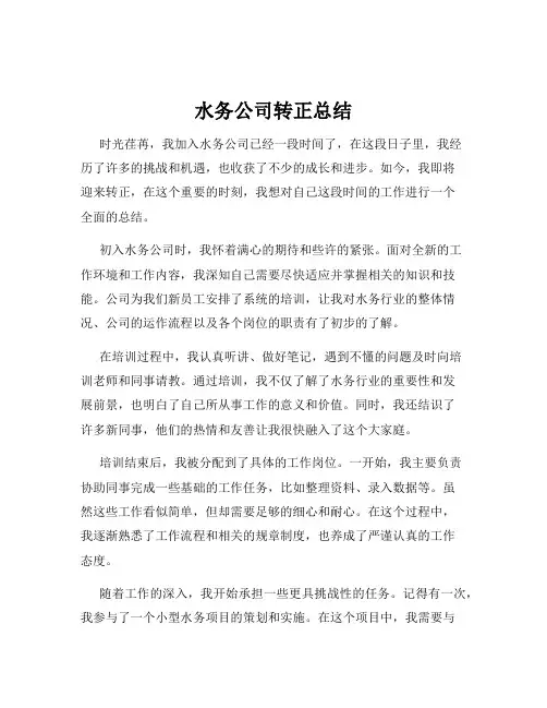 水务公司转正总结