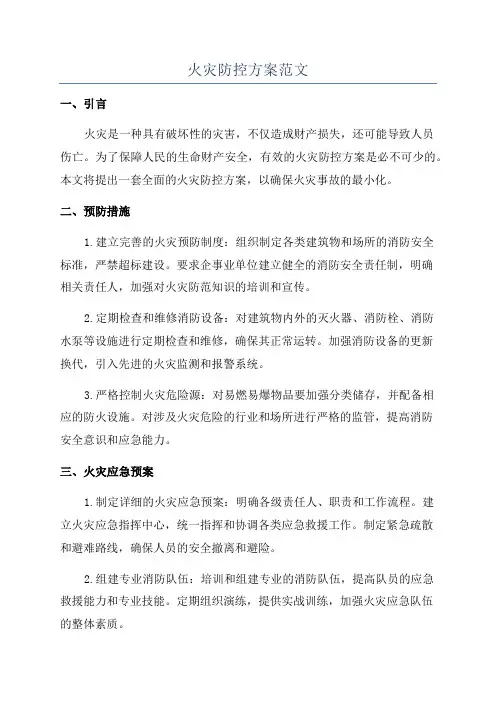火灾防控方案范文