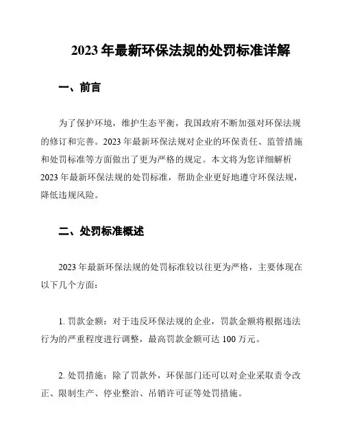 2023年最新环保法规的处罚标准详解