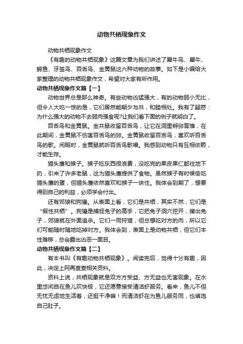 动物共栖现象作文
