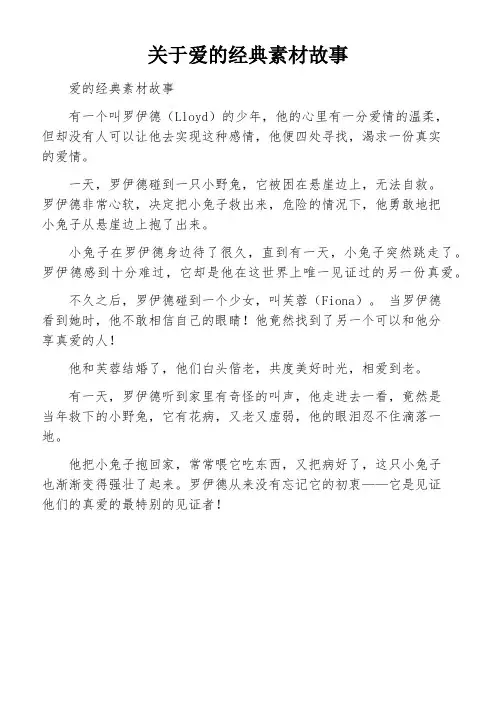 关于爱的经典素材故事