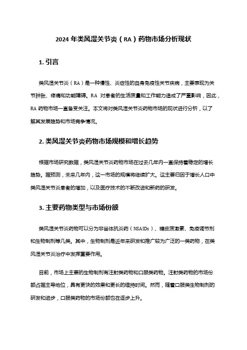 2024年类风湿关节炎(RA)药物市场分析现状