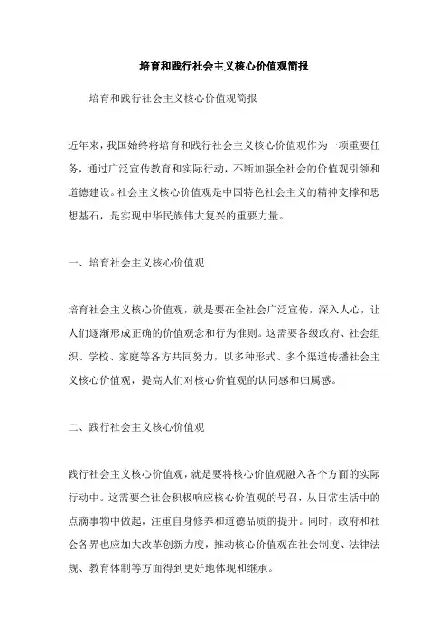 培育和践行社会主义核心价值观简报