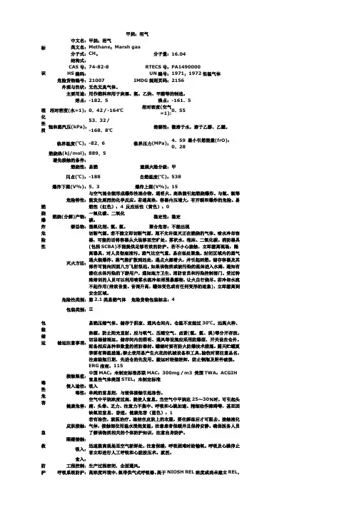 甲烷安全技术说明书