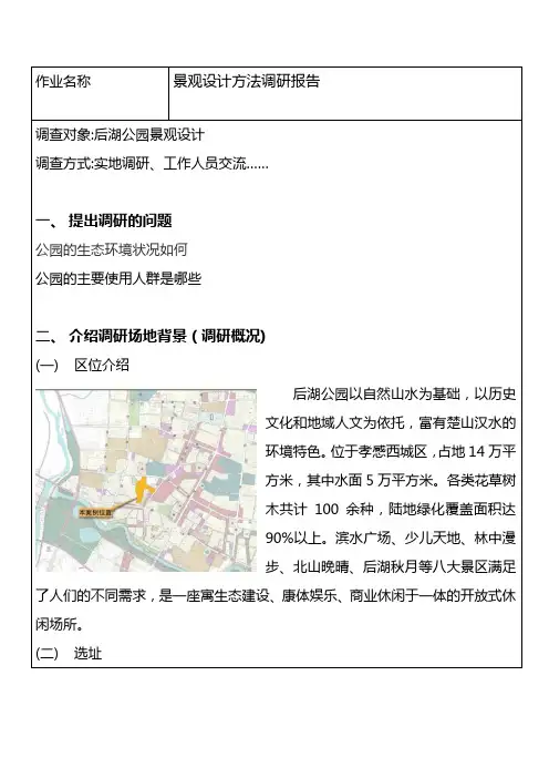 后湖公园调研报告
