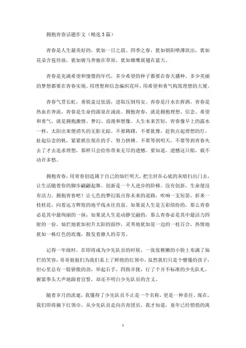 拥抱青春话题作文(最新)
