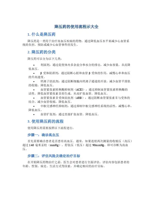 降压药的使用流程示大全