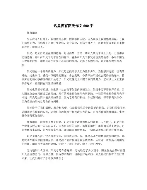 这里拥有阳光作文600字