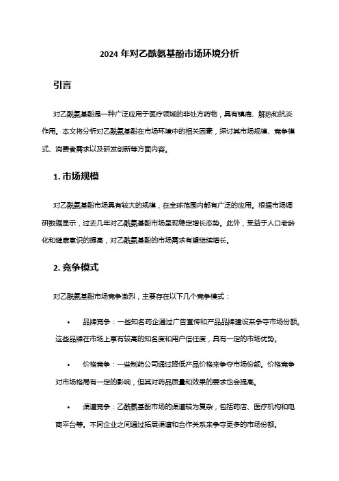 2024年对乙酰氨基酚市场环境分析
