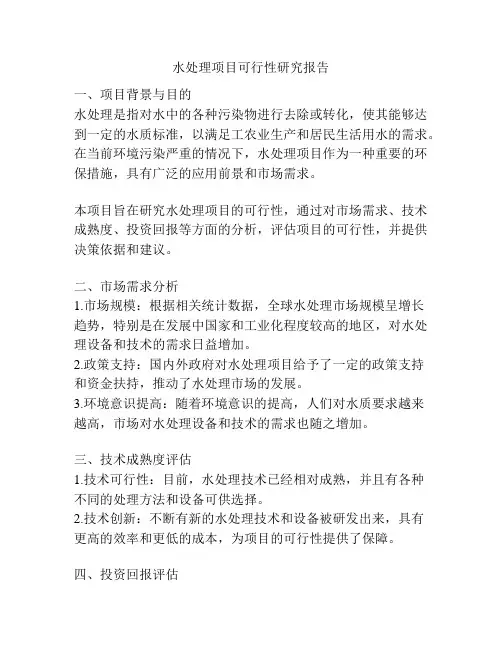 水处理项目可行性研究报告