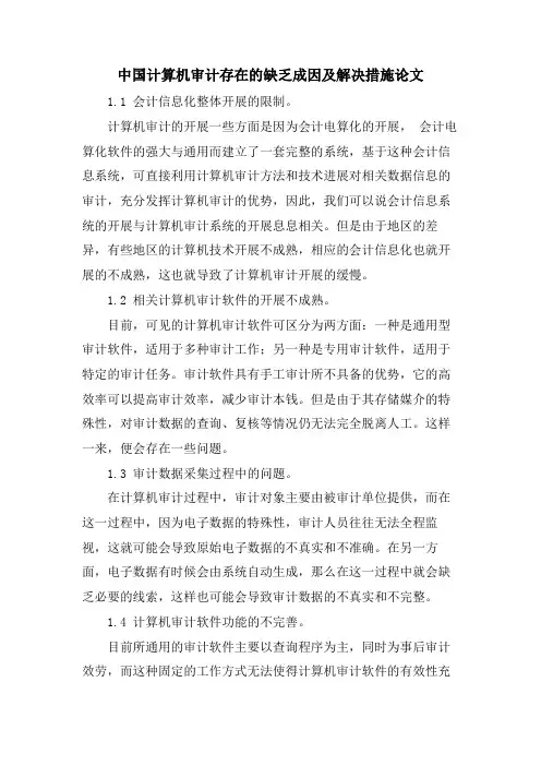 中国计算机审计存在的不足成因及解决措施论文