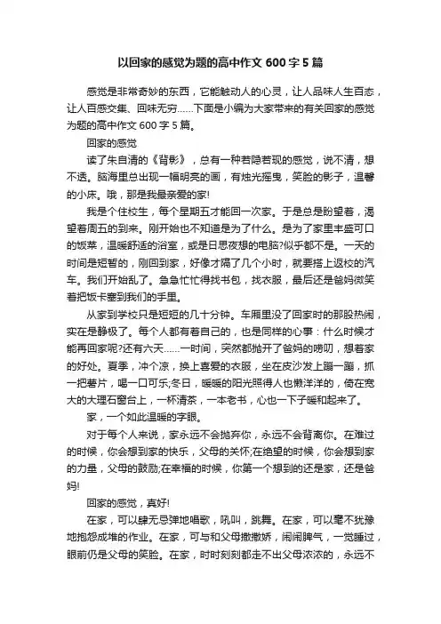 以回家的感觉为题的高中作文600字5篇