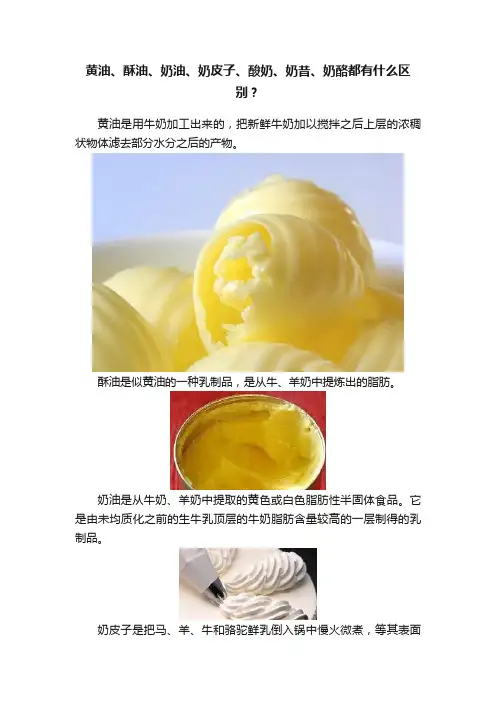黄油、酥油、奶油、奶皮子、酸奶、奶昔、奶酪都有什么区别？