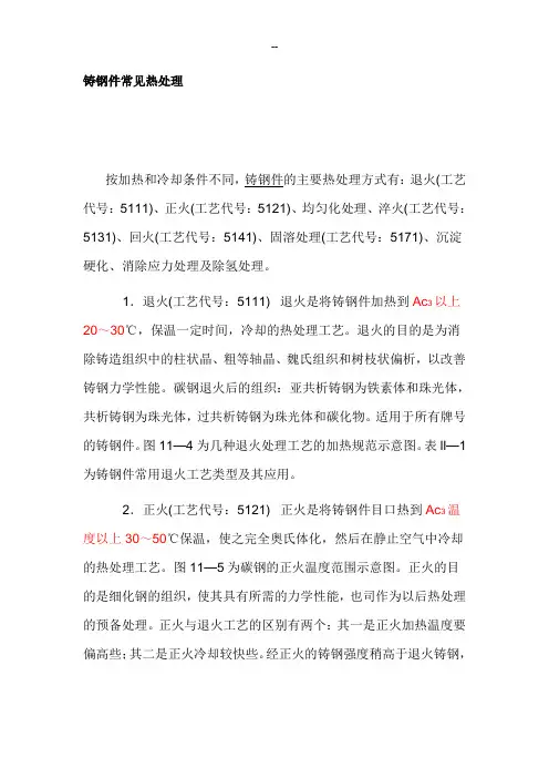 铸钢件常见热处理工艺