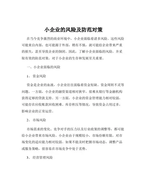 小企业的风险及防范对策