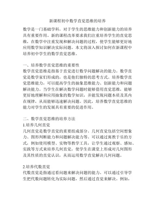 新课程初中数学直觉思维的培养