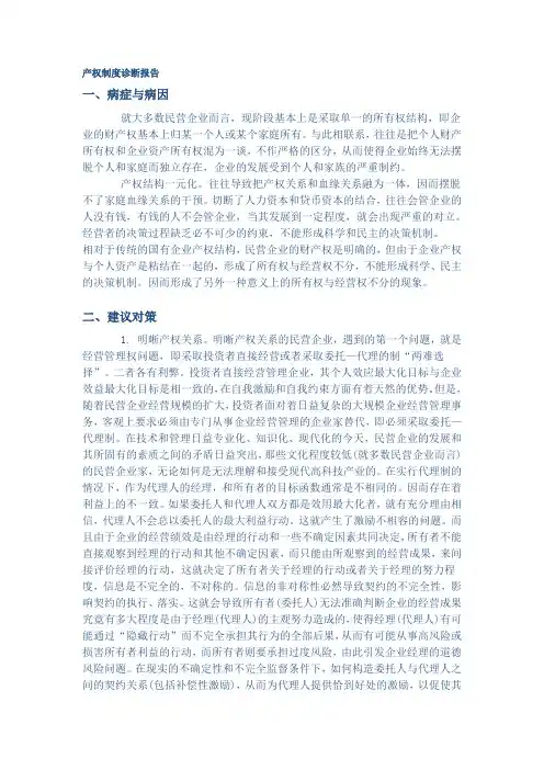 产权制度诊断报告