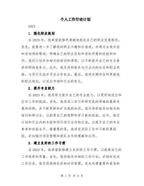 个人工作行动计划