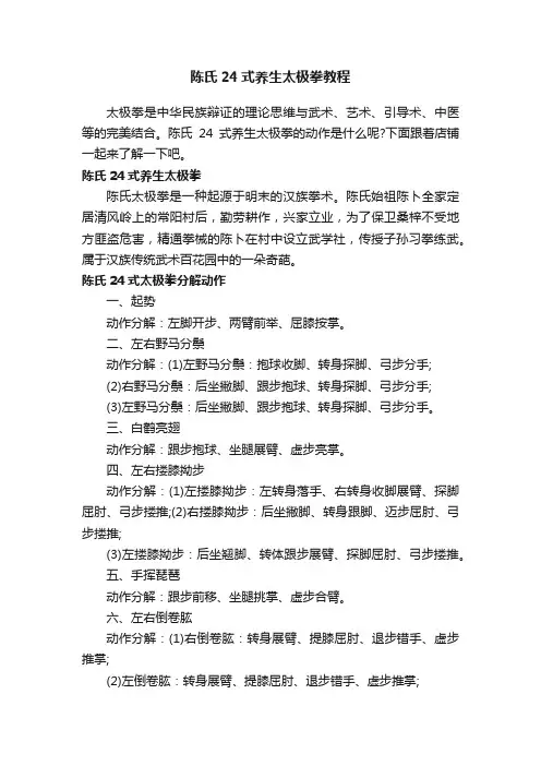 陈氏24式养生太极拳教程