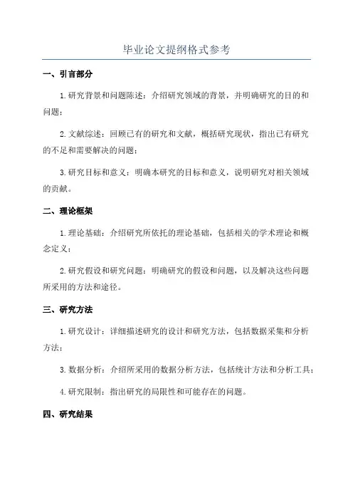 毕业论文提纲格式参考