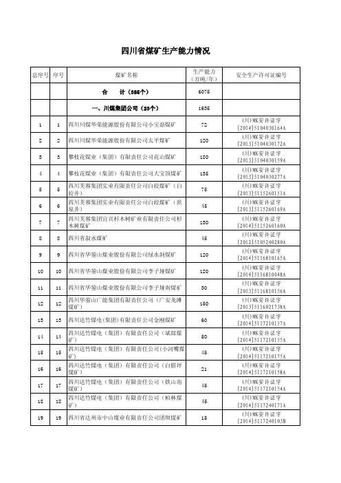 四川煤矿生产能力情况