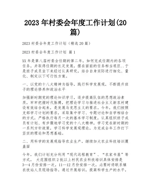 2023年村委会年度工作计划(20篇)