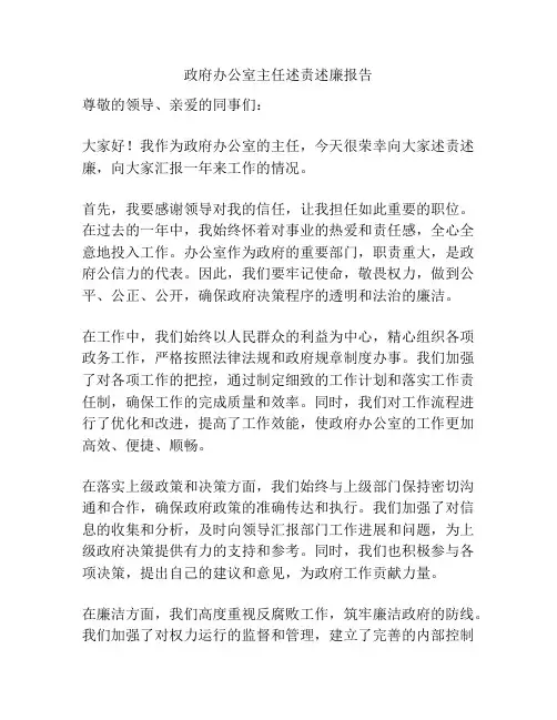 政府办公室主任述责述廉报告