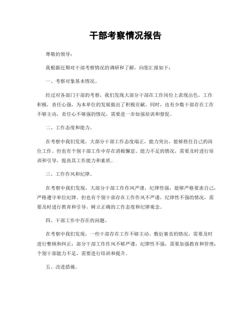 干部考察情况报告