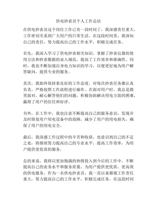 供电抄表员个人工作总结