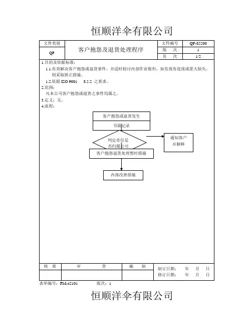 客户抱怨及退货处理程序34