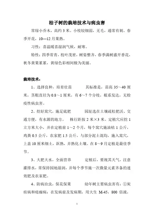 桔子树的栽培技术