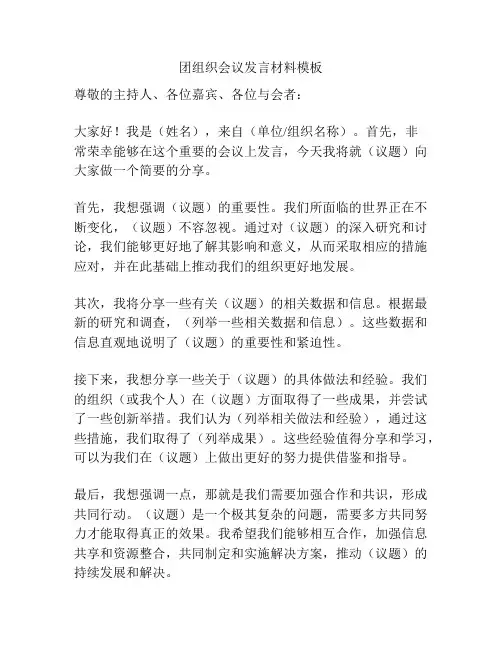团组织会议发言材料模板