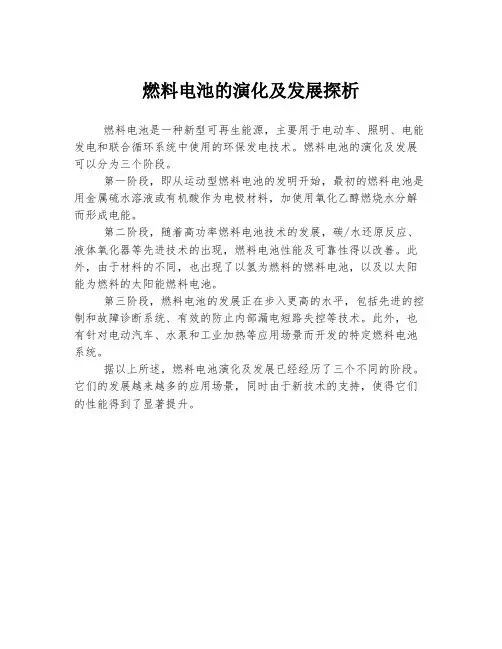 燃料电池的演化及发展探析