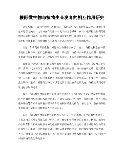 根际微生物与植物生长发育的相互作用研究