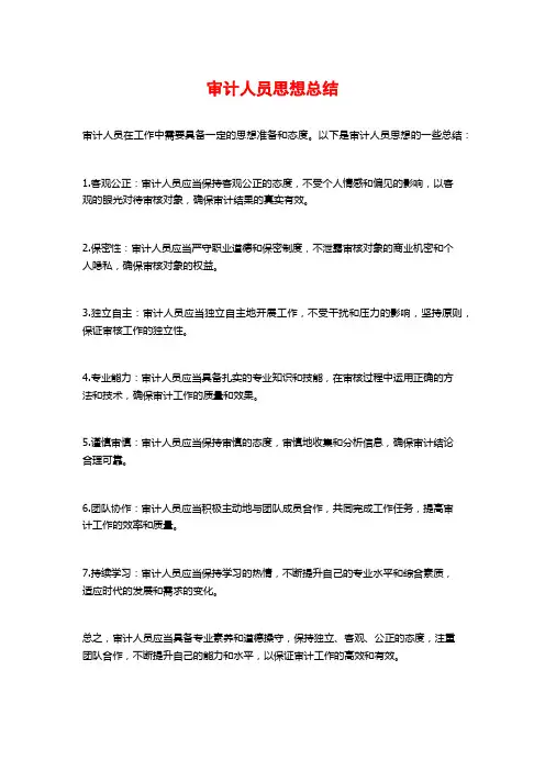 审计人员思想总结
