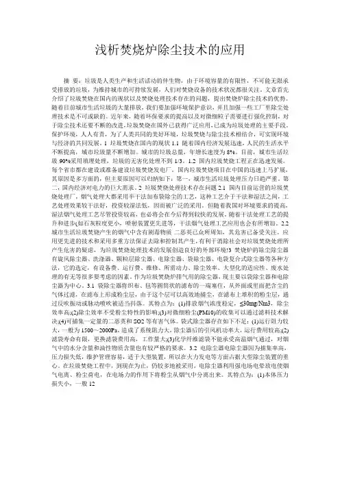 浅析焚烧炉除尘技术的应用