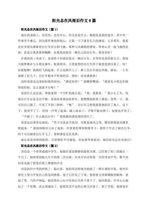 阳光总在风雨后作文6篇